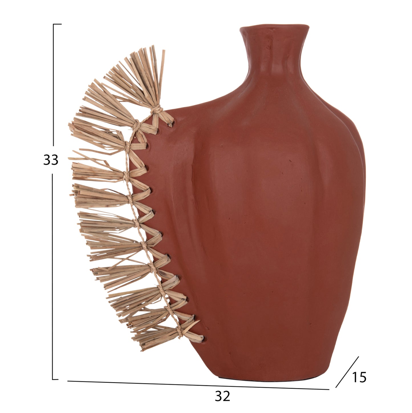 TABLE DECORATIVE VASE JEBB HM4689.08 TERRACOTA IN NATURAL & GRASS--32x15x33Hcm.