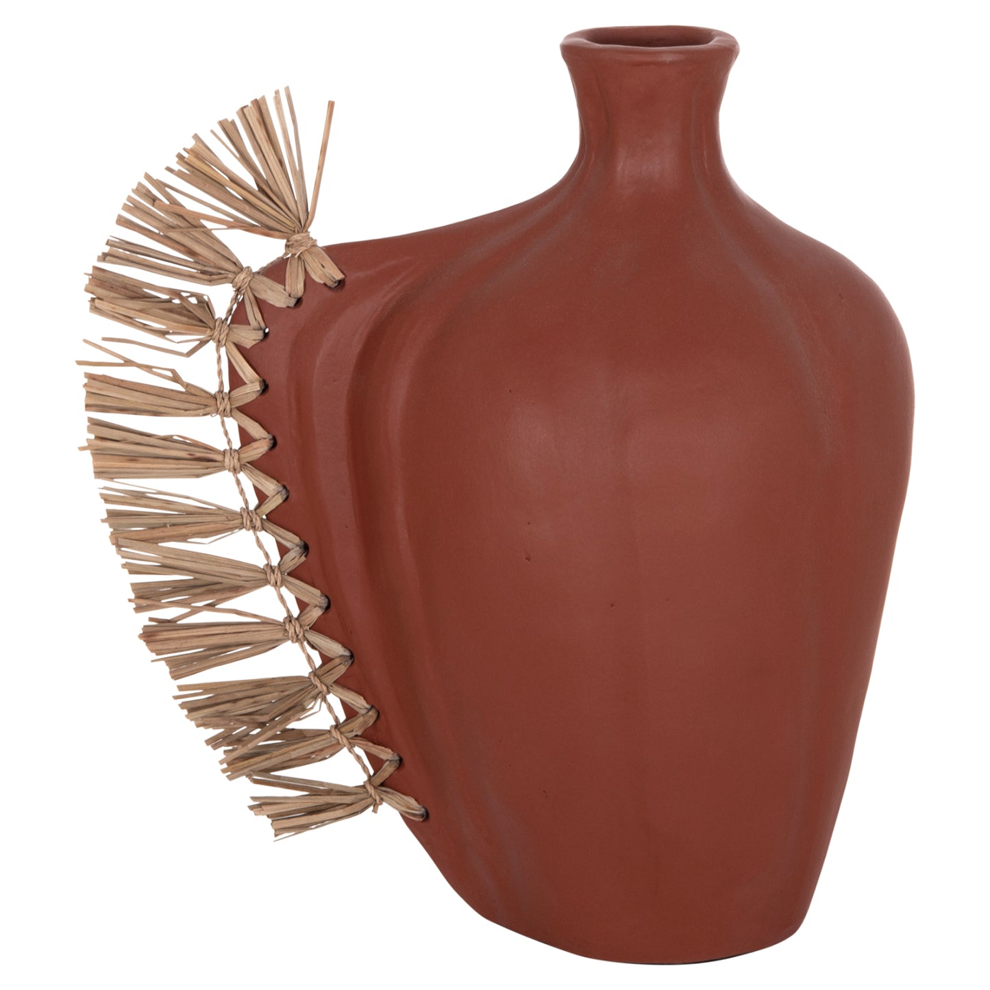 TABLE DECORATIVE VASE JEBB HM4689.08 TERRACOTA IN NATURAL & GRASS--32x15x33Hcm.