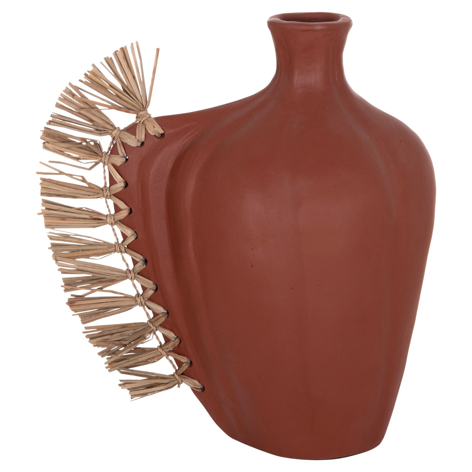 TABLE DECORATIVE VASE JEBB HM4689.08 TERRACOTA IN NATURAL & GRASS--32x15x33Hcm.