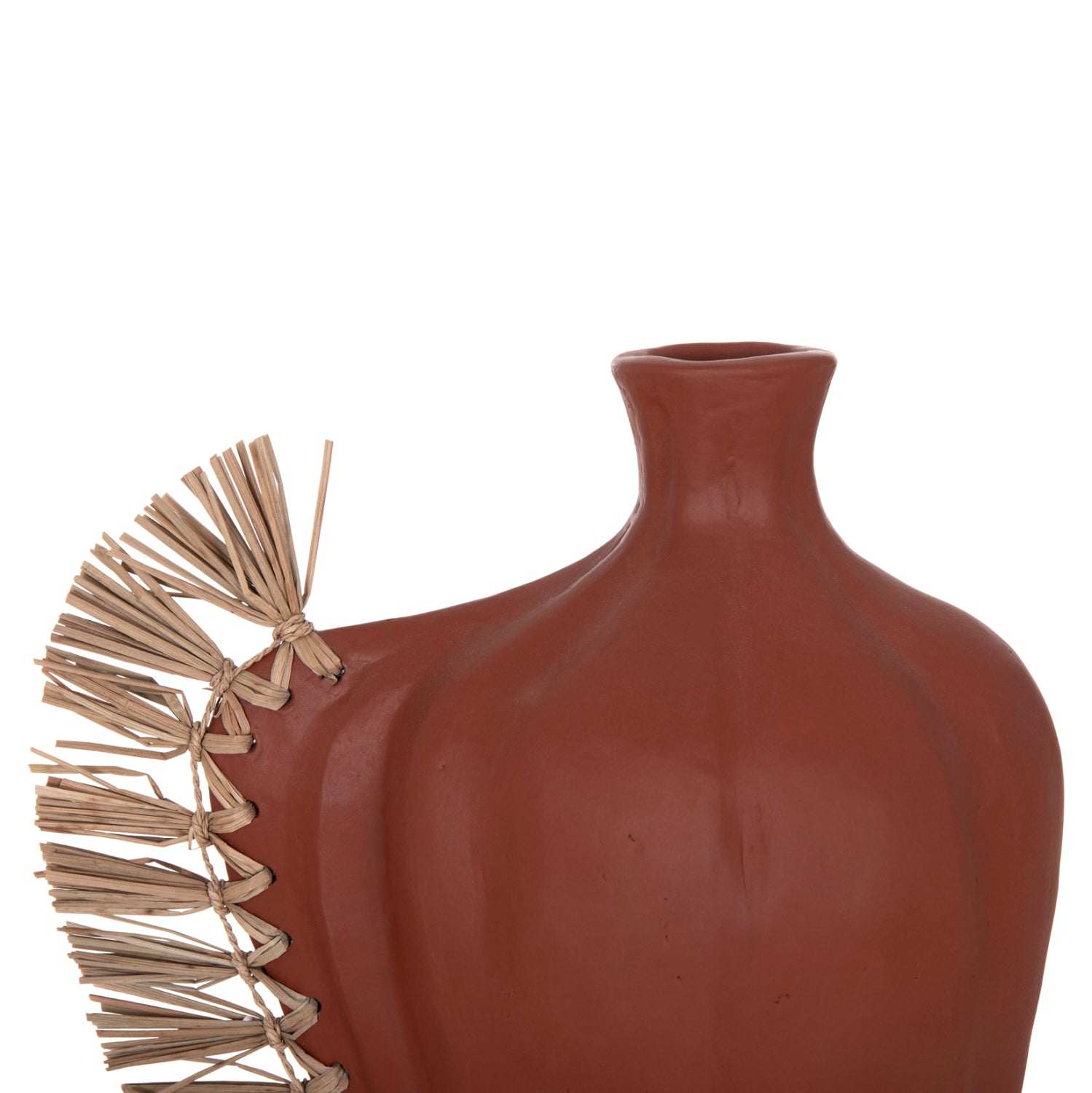 TABLE DECORATIVE VASE JEBB HM4689.08 TERRACOTA IN NATURAL & GRASS--32x15x33Hcm.