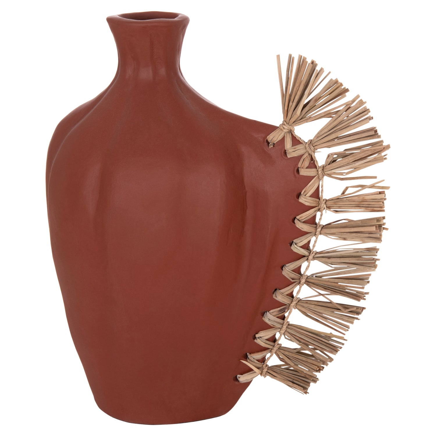 TABLE DECORATIVE VASE JEBB HM4689.08 TERRACOTA IN NATURAL & GRASS--32x15x33Hcm.