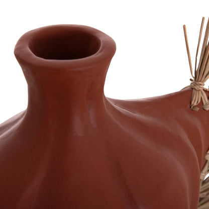 TABLE DECORATIVE VASE JEBB HM4689.08 TERRACOTA IN NATURAL & GRASS--32x15x33Hcm.