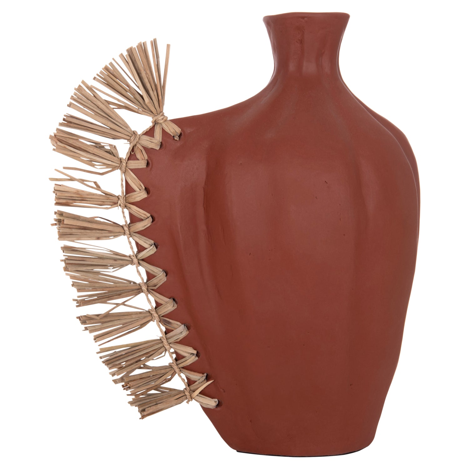TABLE DECORATIVE VASE JEBB HM4689.08 TERRACOTA IN NATURAL & GRASS--32x15x33Hcm.