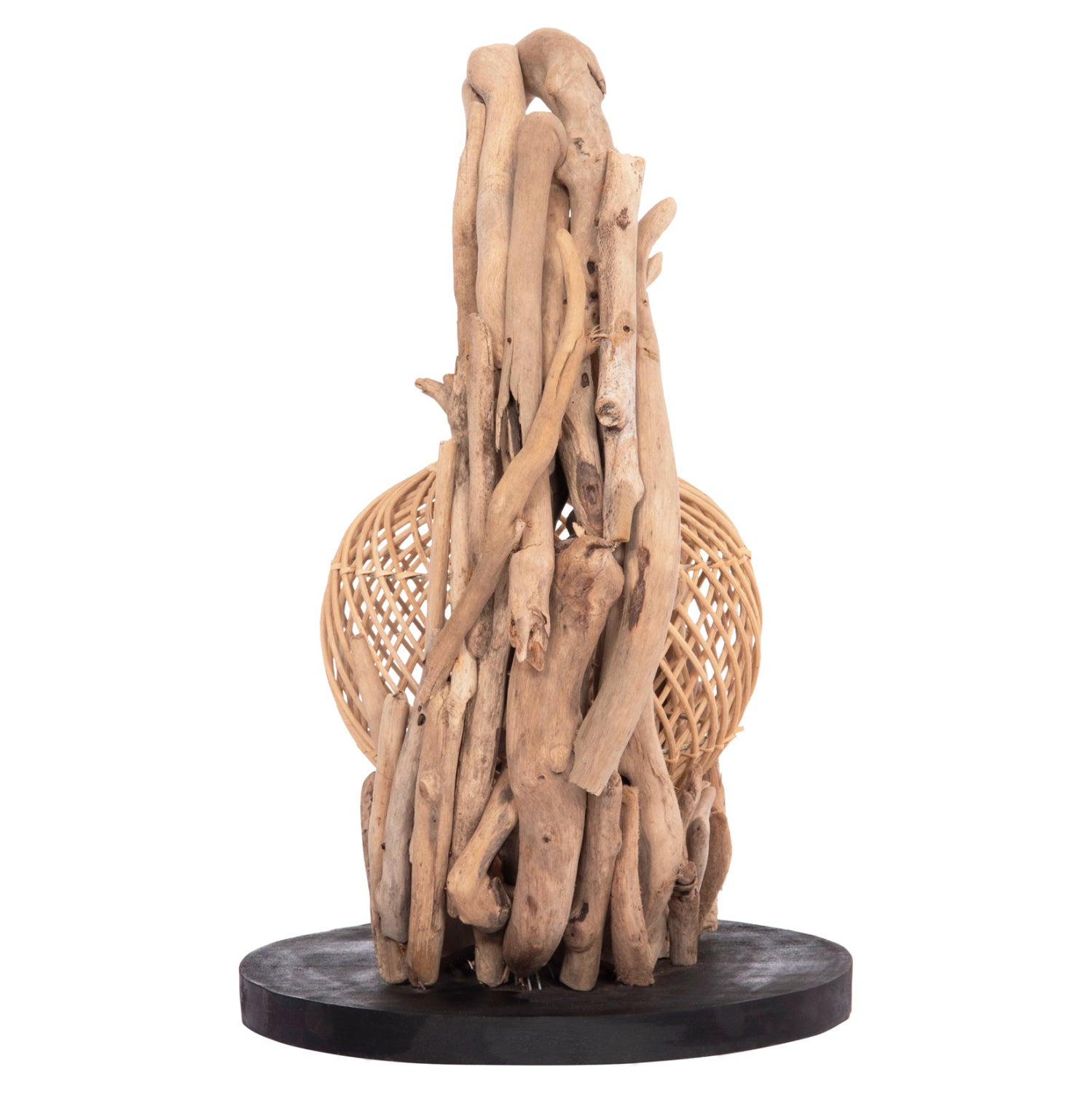 DECORATIVE TABLE LAMP ASHIN HM4438 DRIFTWOOD & RATTAN 30x30x49Hcm.