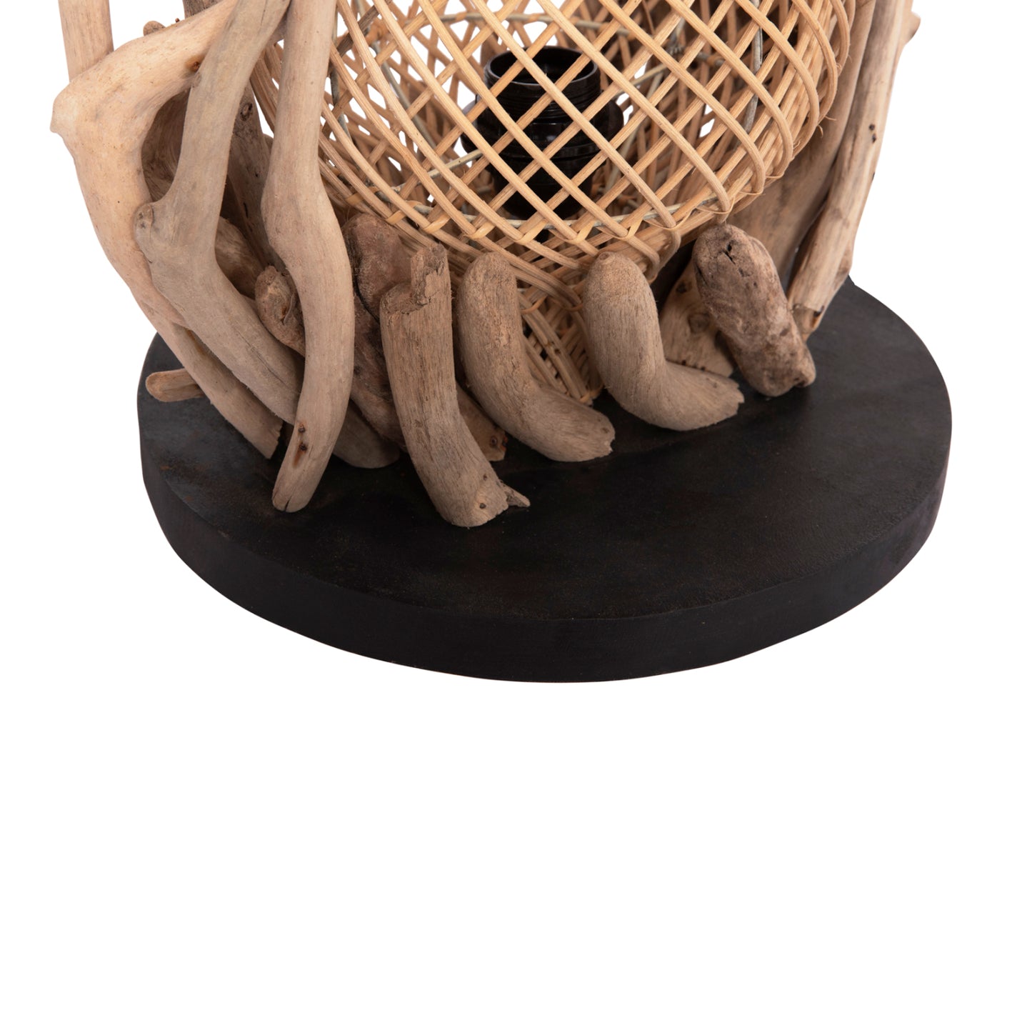 DECORATIVE TABLE LAMP ASHIN HM4438 DRIFTWOOD & RATTAN 30x30x49Hcm.