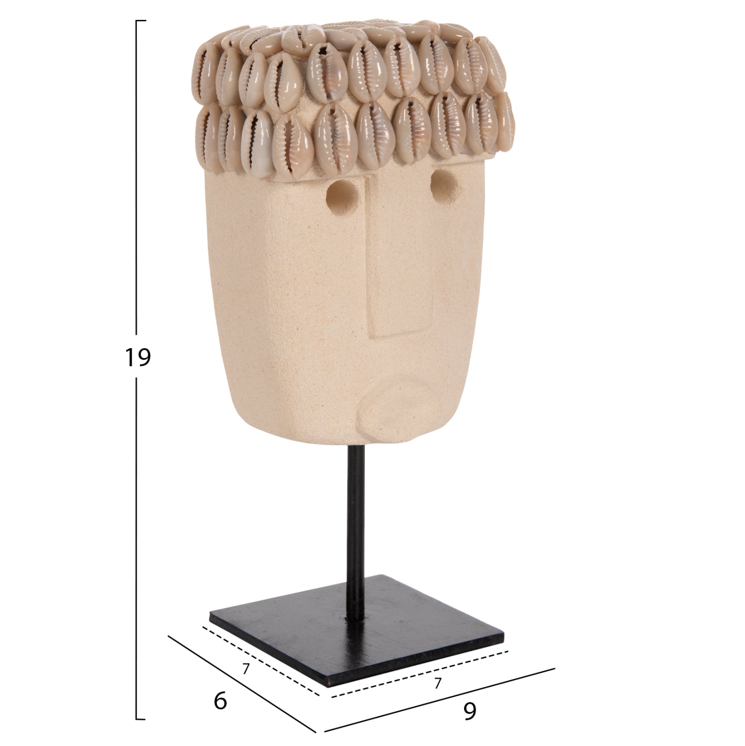 TABLE DECOR FACE HM4313 PARAS STONE IN BLACK METAL STAND 9x6x19Hcm.