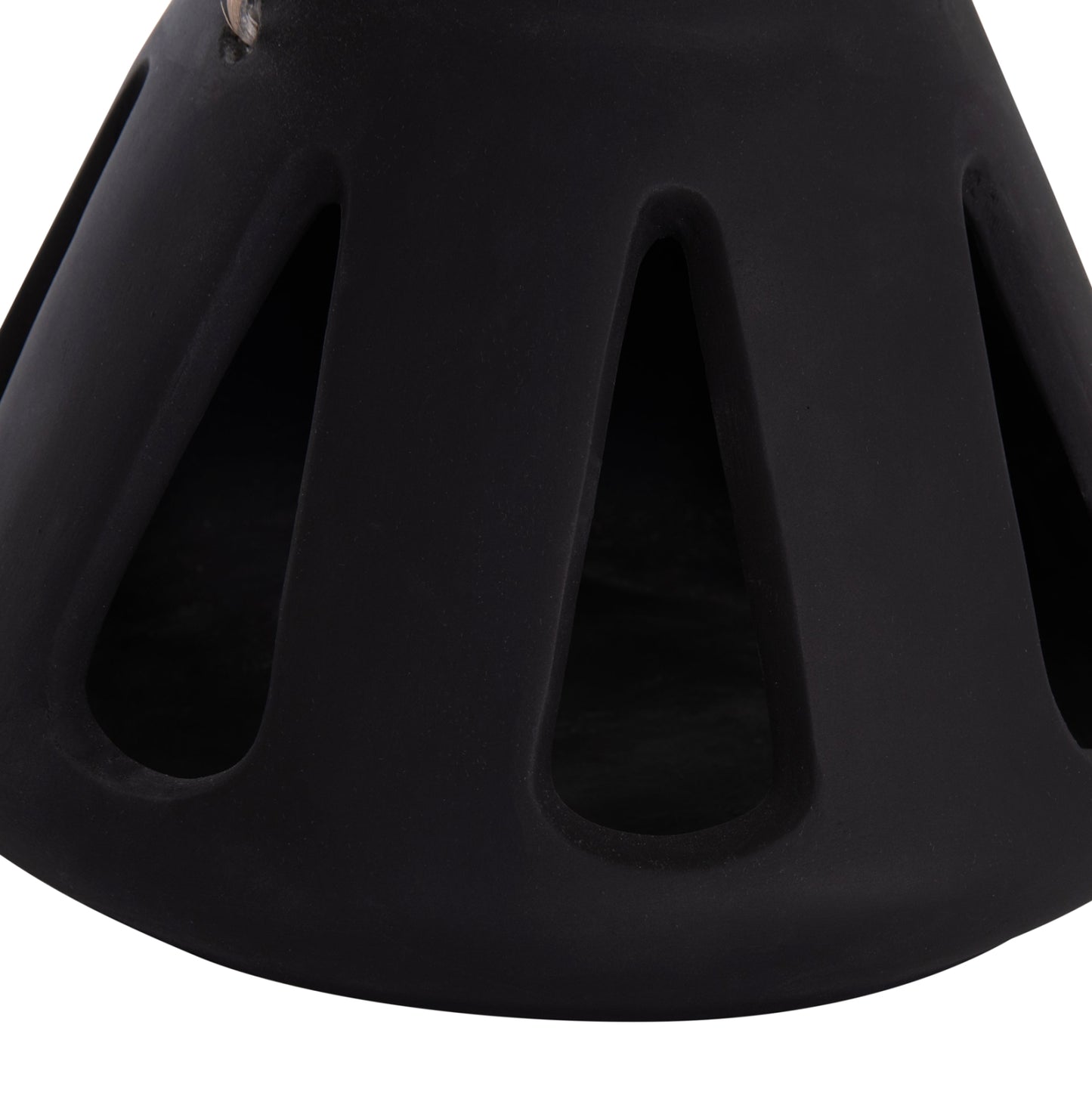 DECORATIVE TABLE LANTERN ERANTYL HM4696.01S BLACK FIBER CEMENT & RATTAN HANDLE Φ25x17Hcm