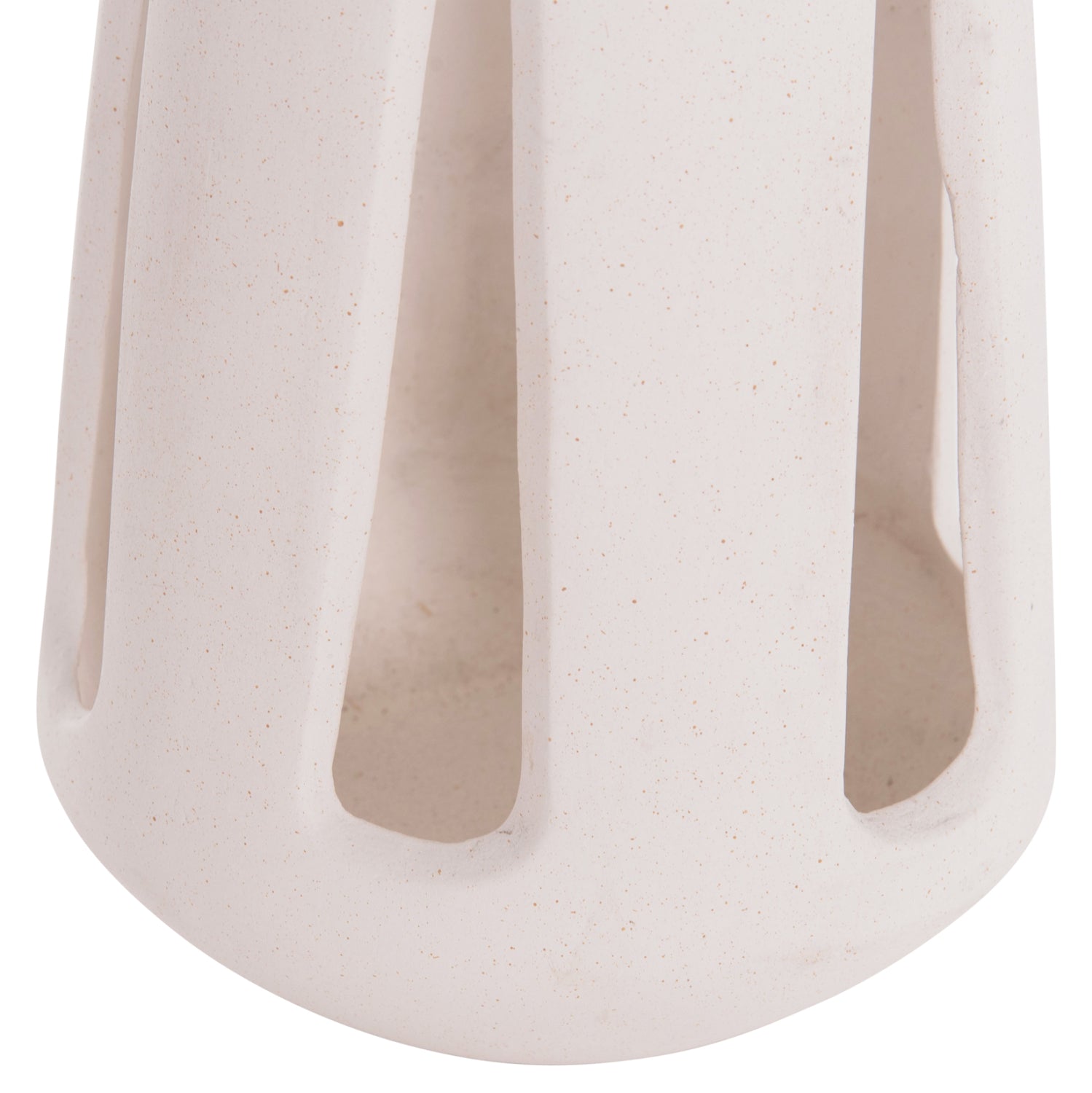 DECORATIVE TABLE LANTERN ERANTYL HM4696.02L WHITE FIBER CEMENT & RATTAN HANDLE Φ17x27Hcm