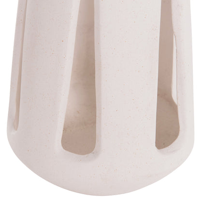 DECORATIVE TABLE LANTERN ERANTYL HM4696.02L WHITE FIBER CEMENT & RATTAN HANDLE Φ17x27Hcm