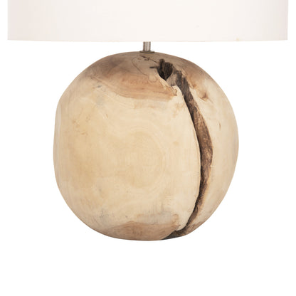 TABLE LAMP ORANYE HM4421 TEAK WOOD-WHITE PVC CAP Φ40x53Hcm.