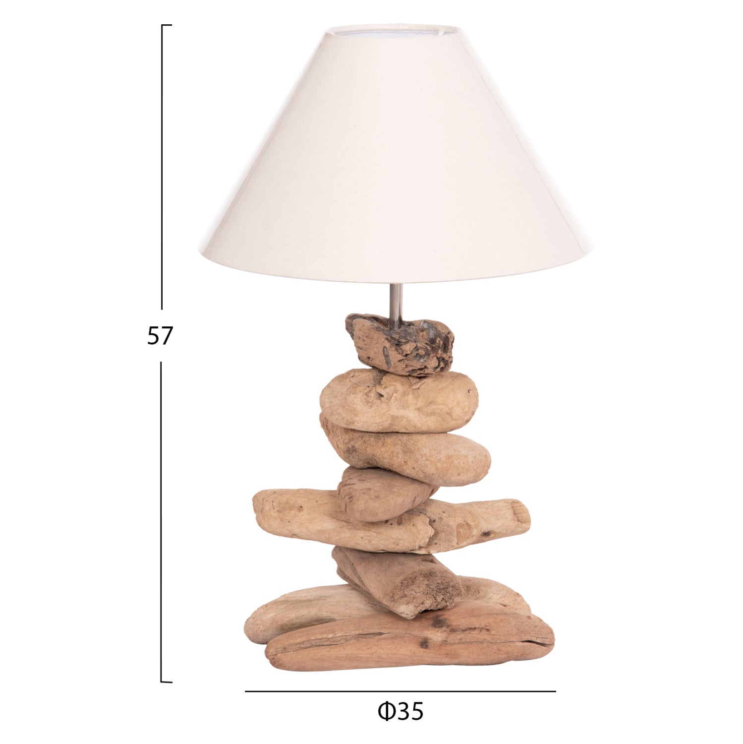 TABLE LAMP TYGO HM4436 DRIFTWOOD & WHITE CAP Φ35x57Hcm.