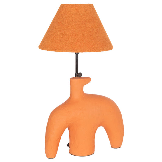 TABLE LAMP BOFEL HM4697 TERRACOTTA IN ORANGE--TEDDY FABRIC CAP 30x8x52Hcm.