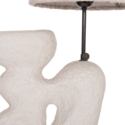 TABLE LAMP BOFEL HM4699.03 TERRACOTTA IN LIGHT GREY--TEDDY FABRIC CAP 33x14x54Hcm.