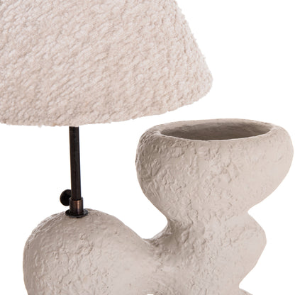 TABLE LAMP BOFEL HM4699.03 TERRACOTTA IN LIGHT GREY--TEDDY FABRIC CAP 33x14x54Hcm.