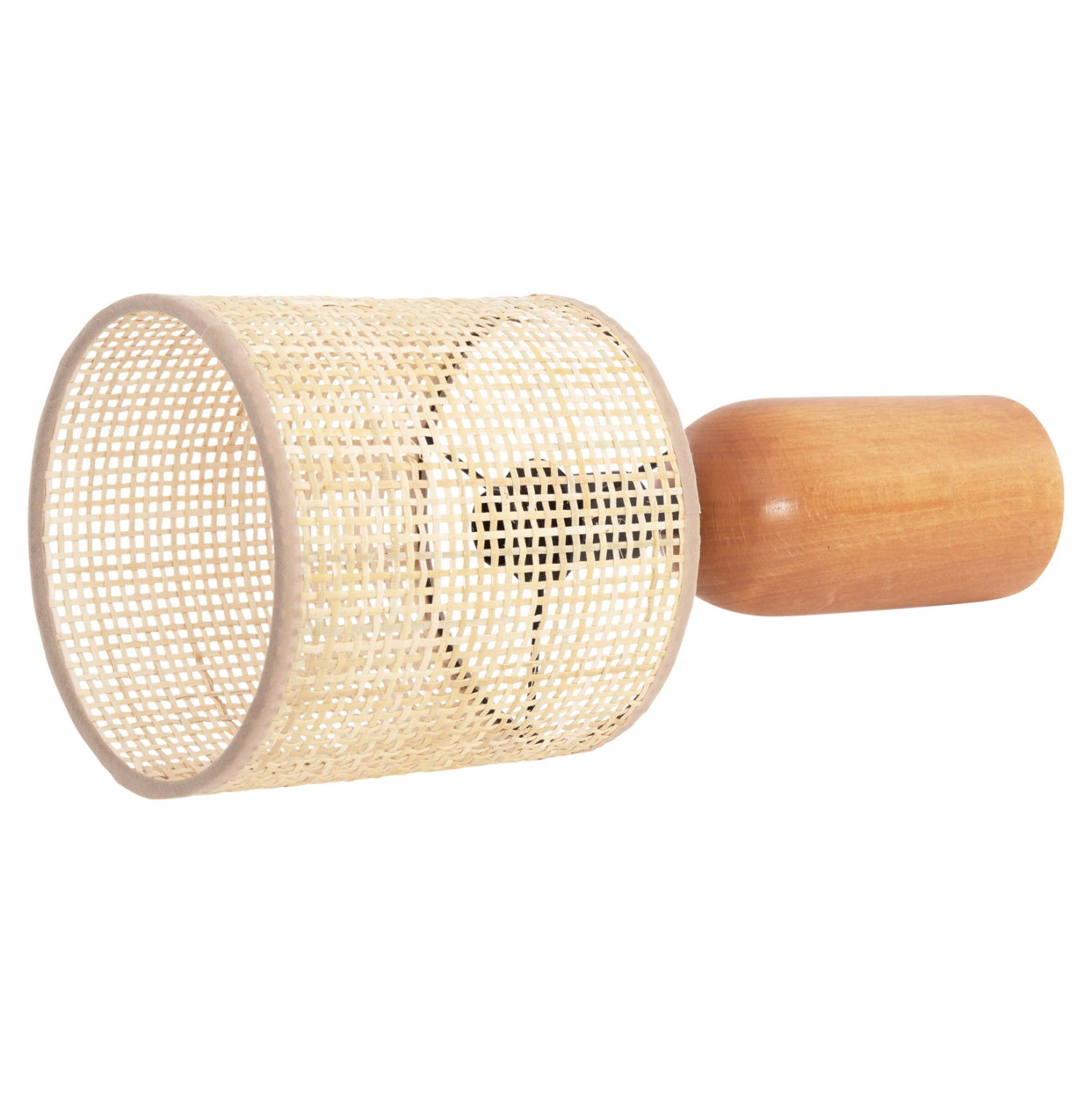 TABLE LAMP LYKTUR HM4709 BEIGE WICKER CAP-WOODEN BASE Φ15,5x35,5Hcm.