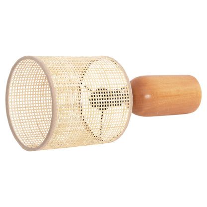 TABLE LAMP LYKTUR HM4709 BEIGE WICKER CAP-WOODEN BASE Φ15,5x35,5Hcm.
