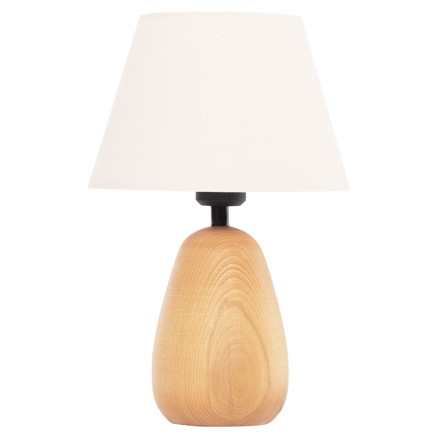 TABLE LAMP CONNI HM4710 CREAM WHITE CAP-WOODEN BASE Φ23x34Hcm.