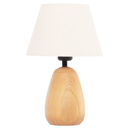 TABLE LAMP CONNI HM4710 CREAM WHITE CAP-WOODEN BASE Φ23x34Hcm.