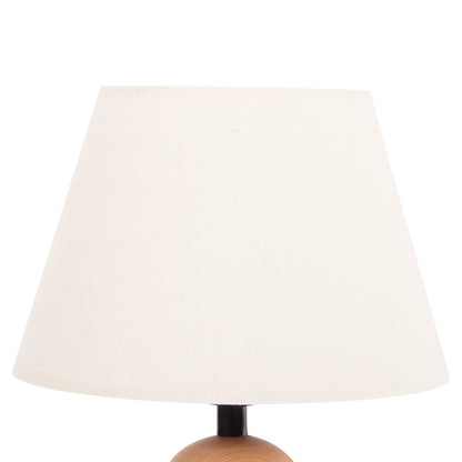 TABLE LAMP CONNI HM4710 CREAM WHITE CAP-WOODEN BASE Φ23x34Hcm.