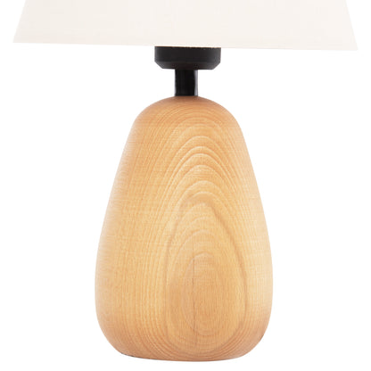 TABLE LAMP CONNI HM4710 CREAM WHITE CAP-WOODEN BASE Φ23x34Hcm.