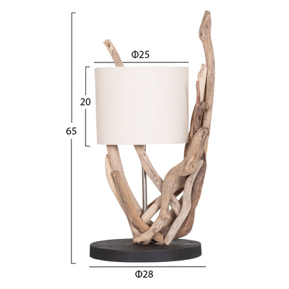 TABLE LAMP BRAMBLE HM4873 DRIFTWOOD & WHITE CAP Φ28x65Hcm.