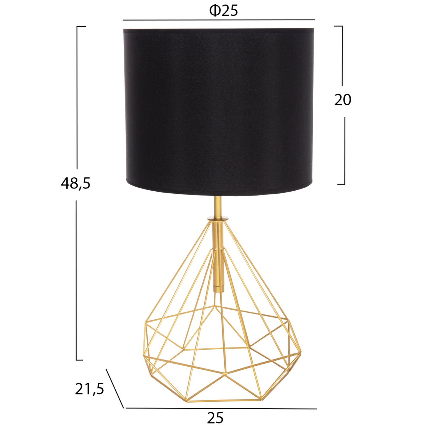 TABLE LAMP GEILO HM7416.12 METAL IN GOLD--BLACK PVC CAP Φ25x48.5Hcm.
