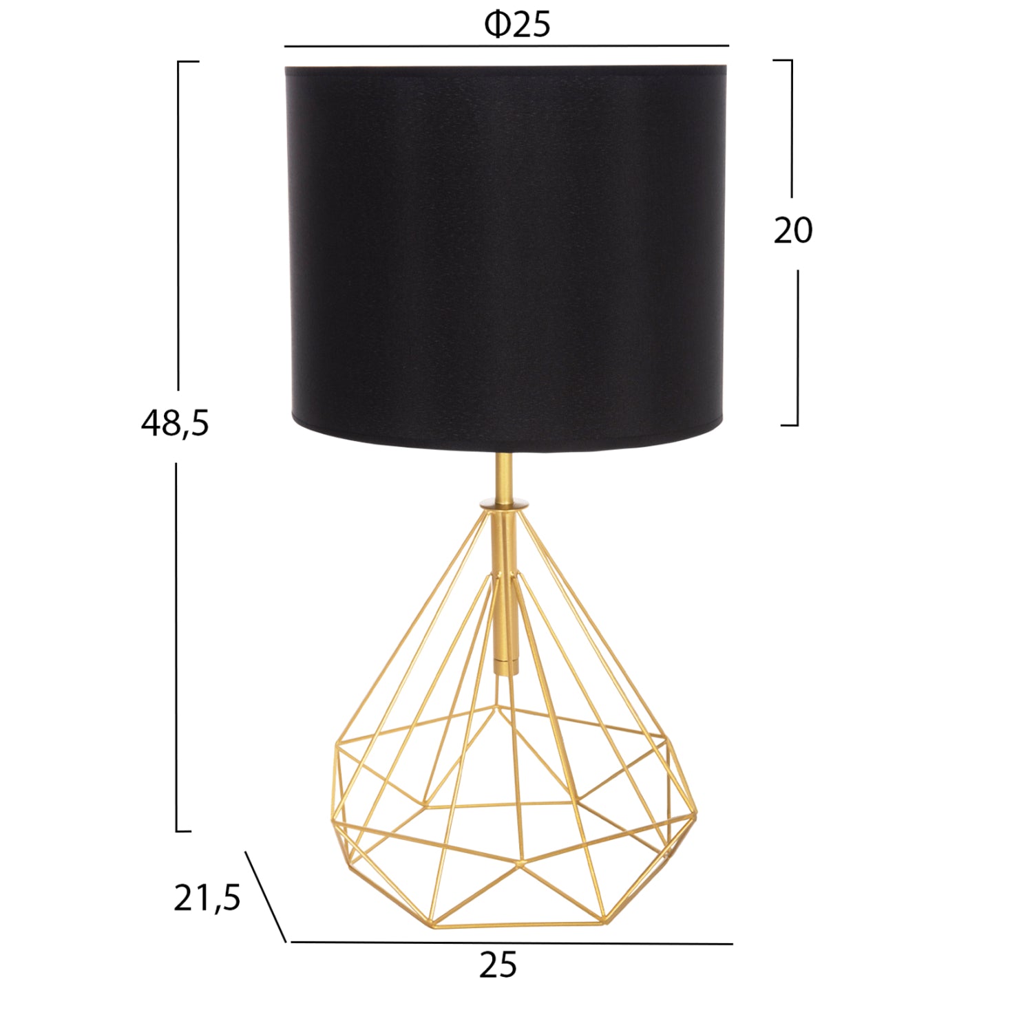 TABLE LAMP GEILO HM7416.12 METAL IN GOLD--BLACK PVC CAP Φ25x48.5Hcm.