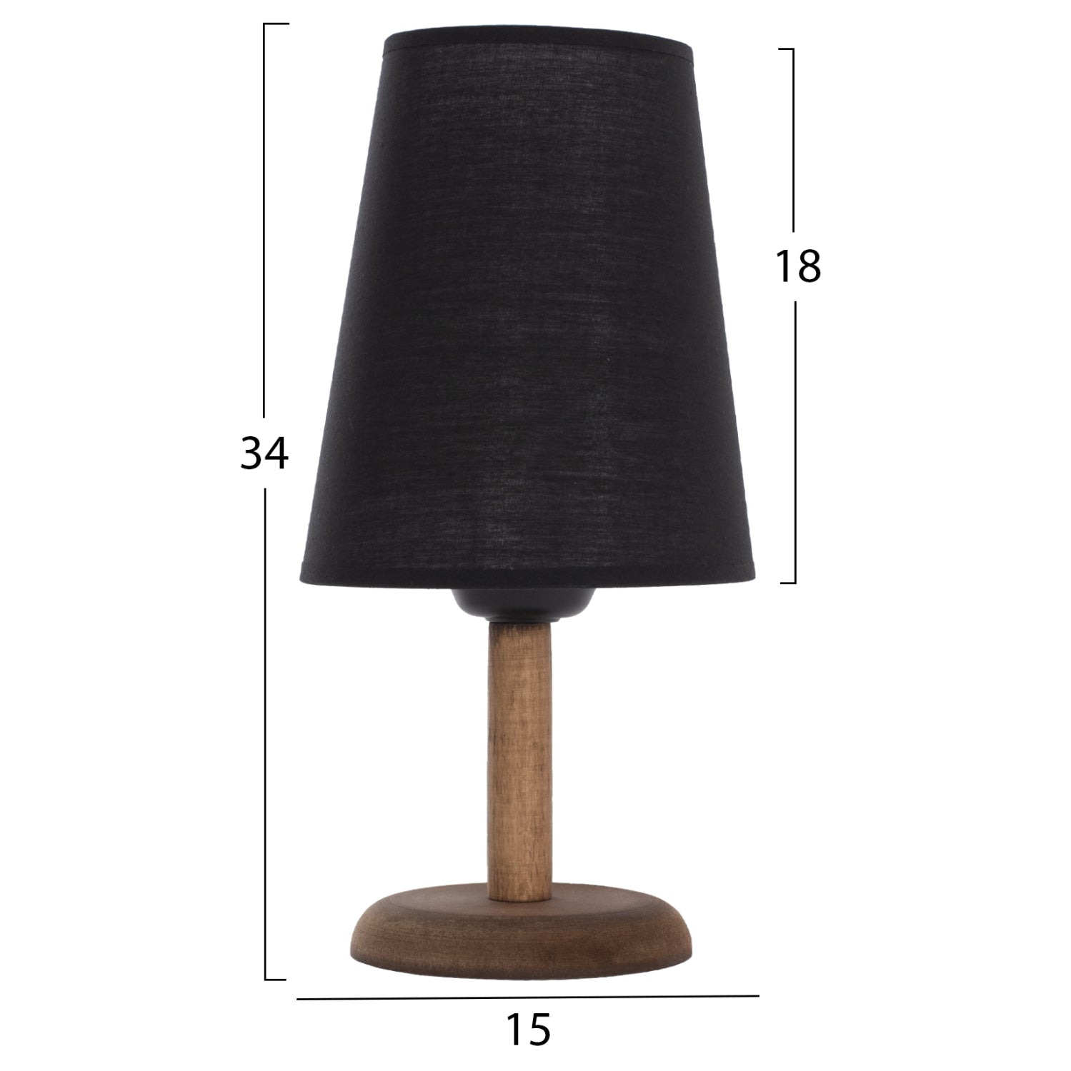 TABLE LAMP WALNUT COLOR WOOD WITH CYLINDRICAL BLACK CAP Φ15x34Hcm.HM7692.01