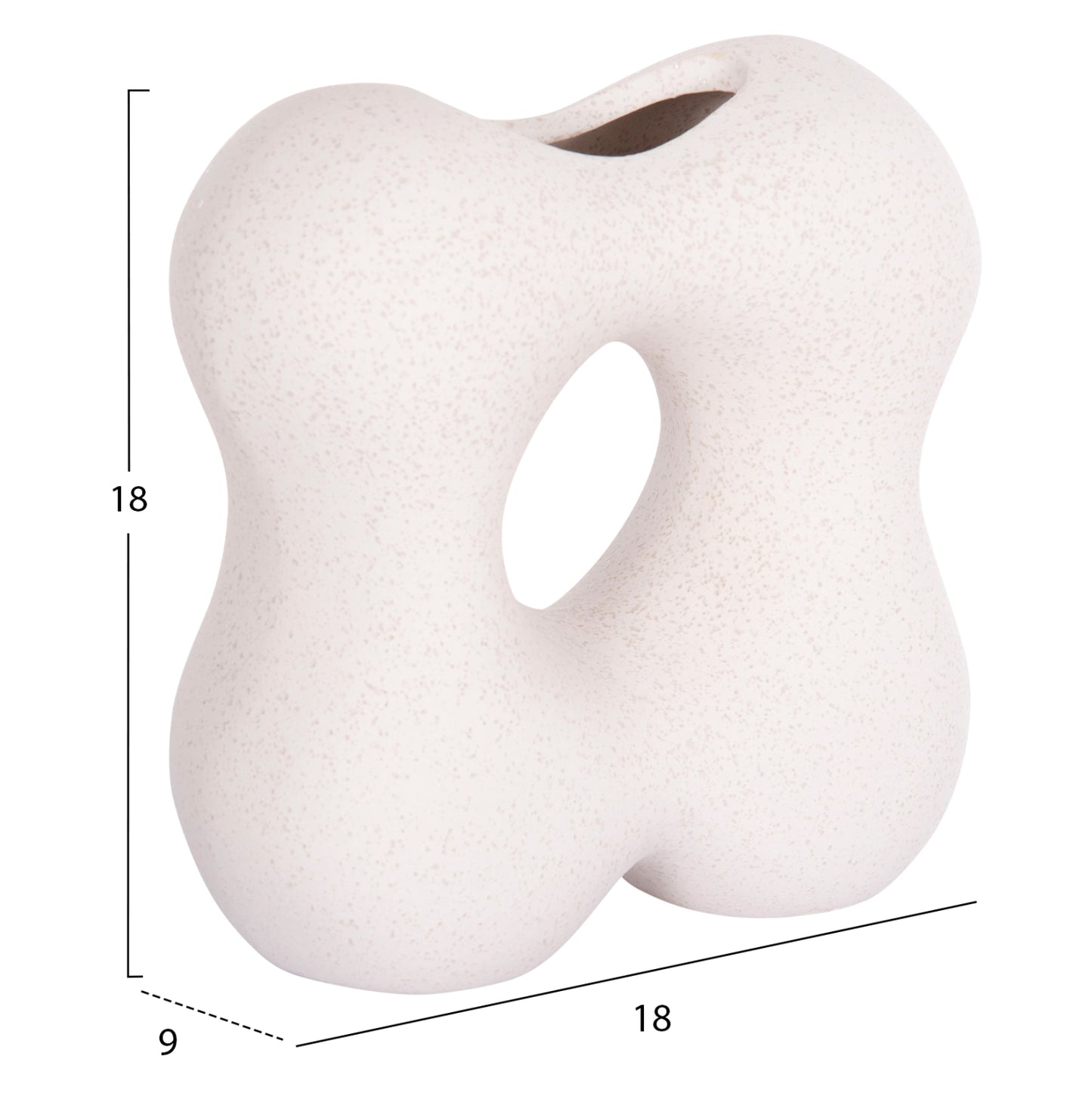 CERAMIC TABLE DECOR SEBOR HM4594.01 OFF WHITE WITH CRYSTALLIZATION 18x9x18Hcm.