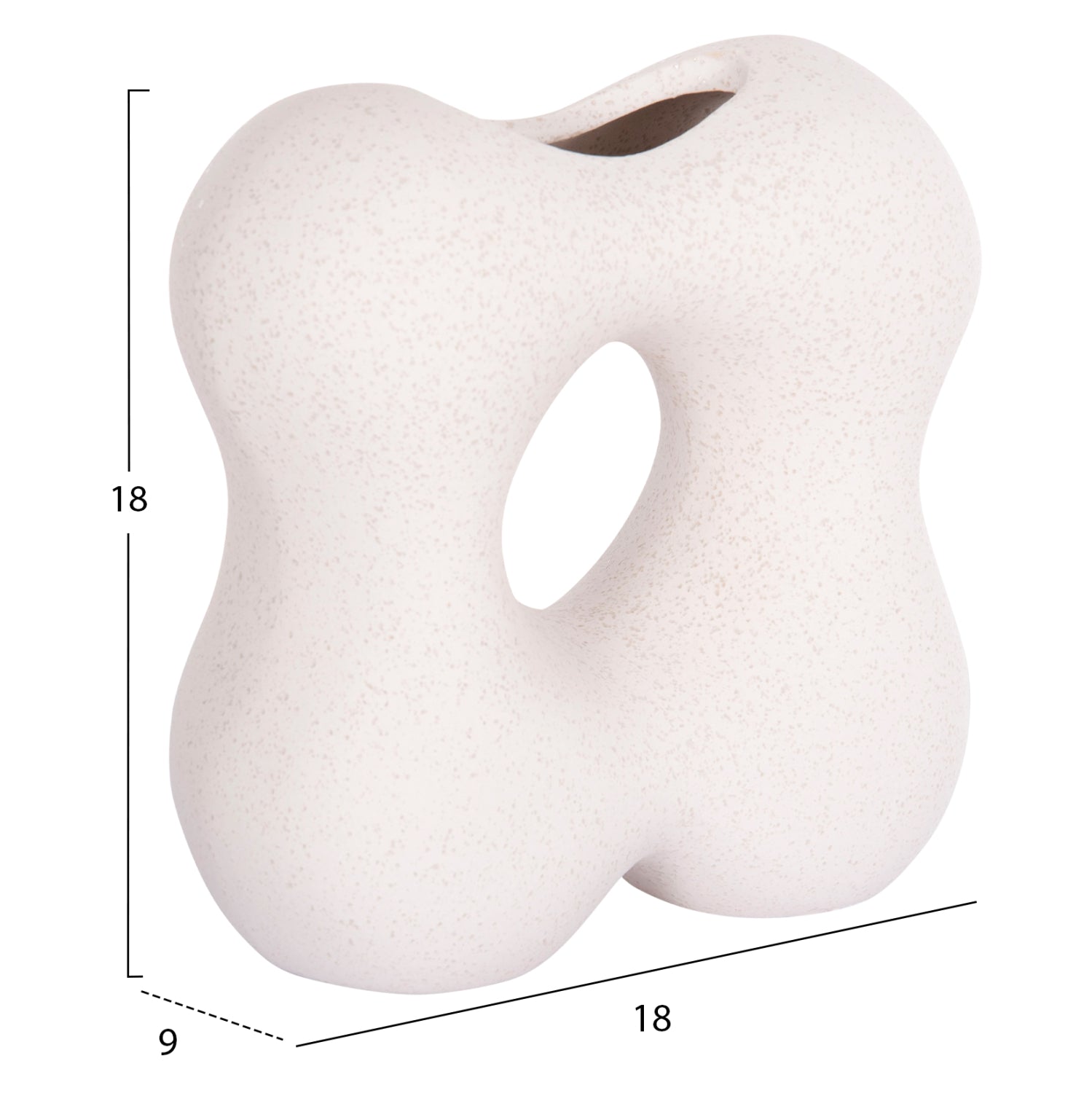 CERAMIC TABLE DECOR SEBOR HM4594.01 OFF WHITE WITH CRYSTALLIZATION 18x9x18Hcm.