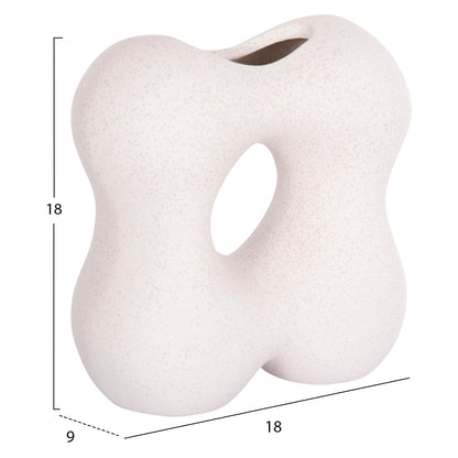CERAMIC TABLE DECOR SEBOR HM4594.01 OFF WHITE WITH CRYSTALLIZATION 18x9x18Hcm.