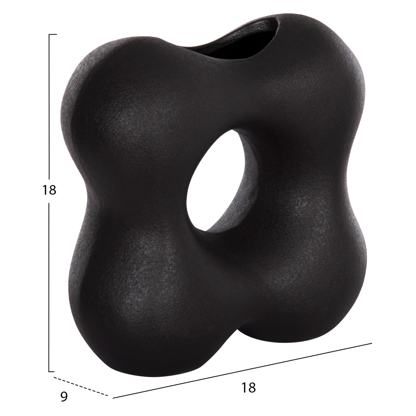 CERAMIC TABLE DECOR SEBOR HM4594.02 MATTE BLACK 18x9x18Hcm.