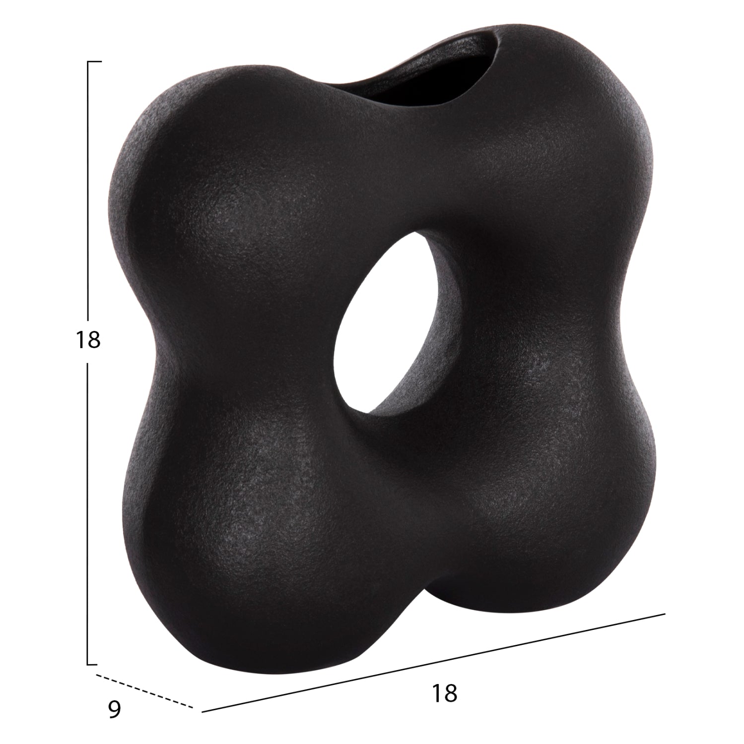 CERAMIC TABLE DECOR SEBOR HM4594.02 MATTE BLACK 18x9x18Hcm.