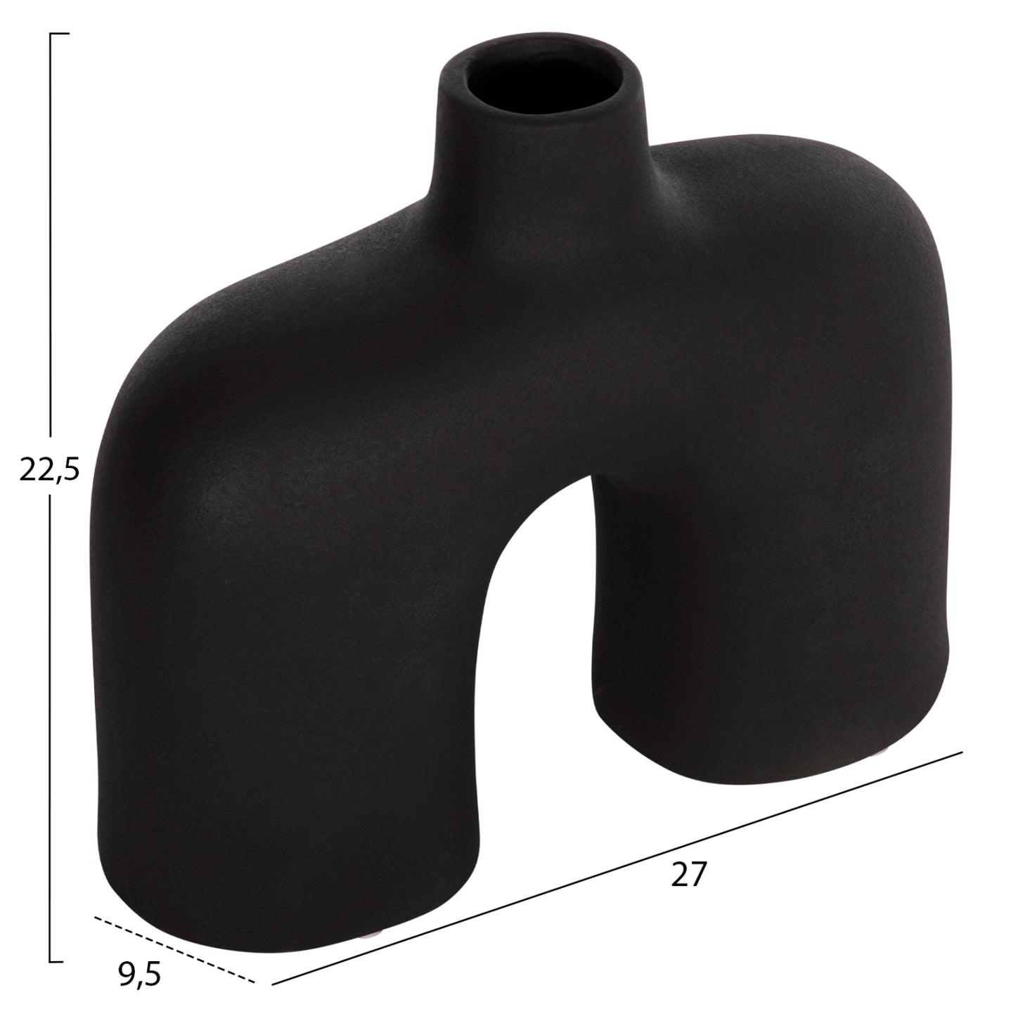 CERAMIC TABLE DECOR ISIL HM4600.02 MATTE BLACK 27x9,5x22,5Η cm.