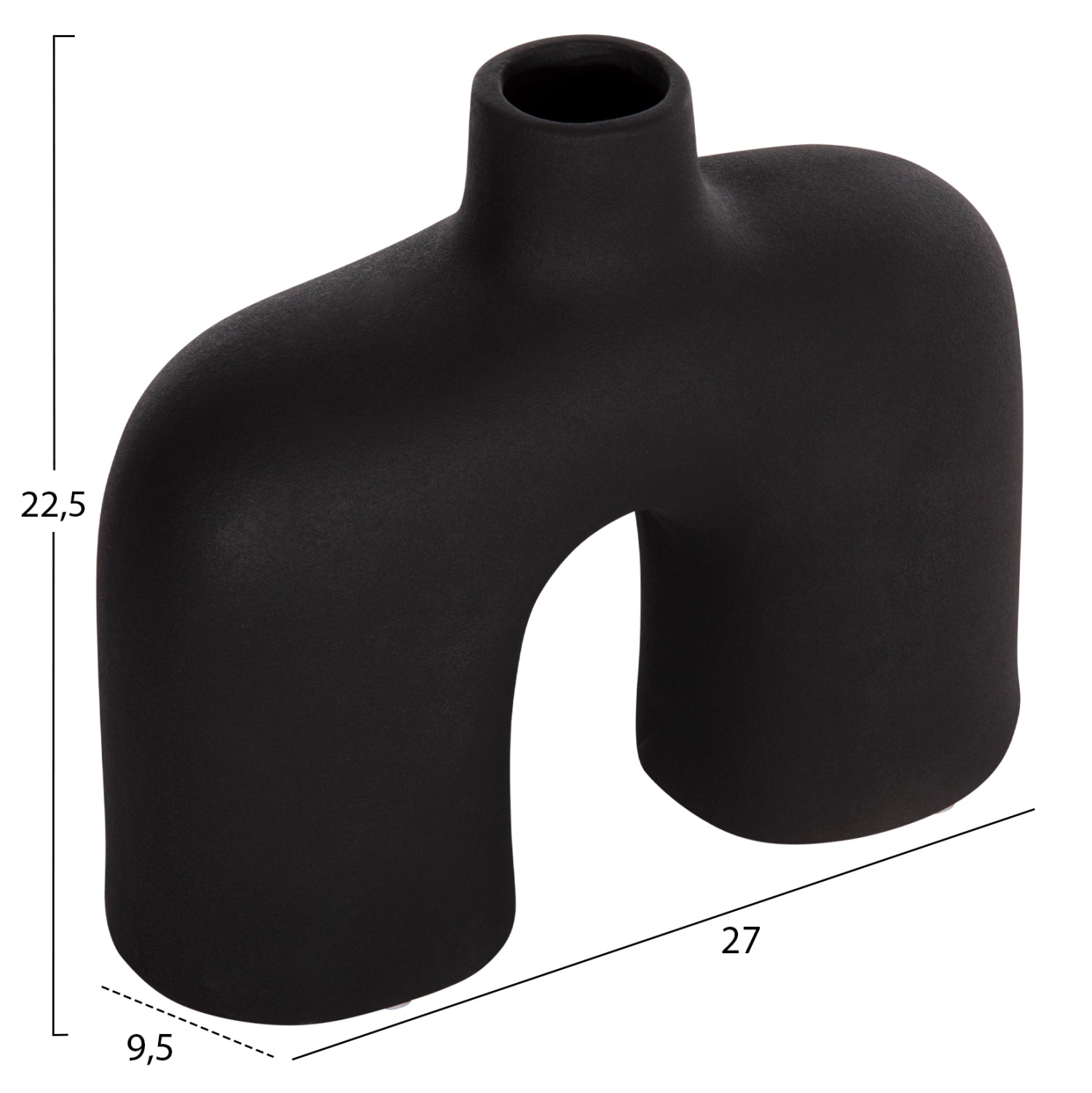 CERAMIC TABLE DECOR ISIL HM4600.02 MATTE BLACK 27x9,5x22,5Η cm.