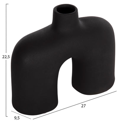CERAMIC TABLE DECOR ISIL HM4600.02 MATTE BLACK 27x9,5x22,5Η cm.