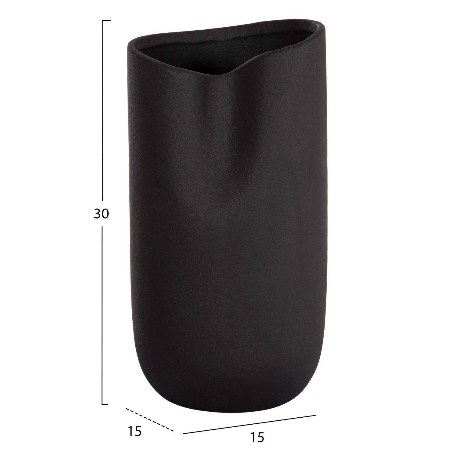 CERAMIC TABLE DECOR GLAZE HM4607.02 MATTE BLACK 15,2x15x30Hcm