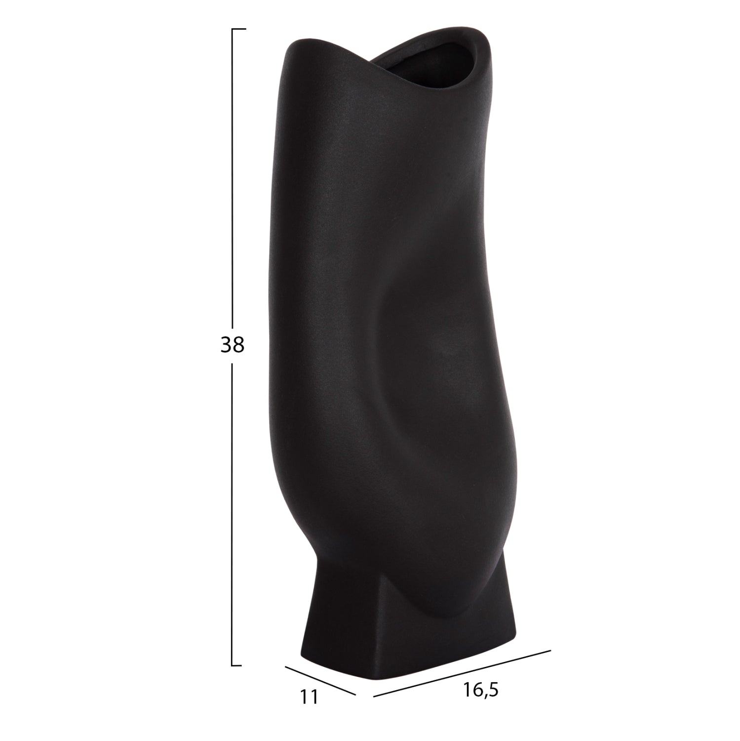 CERAMIC TABLE DECOR SERIES GLAZE HM4609.02 MATTE BLACK 16.5x11x38Hcm.