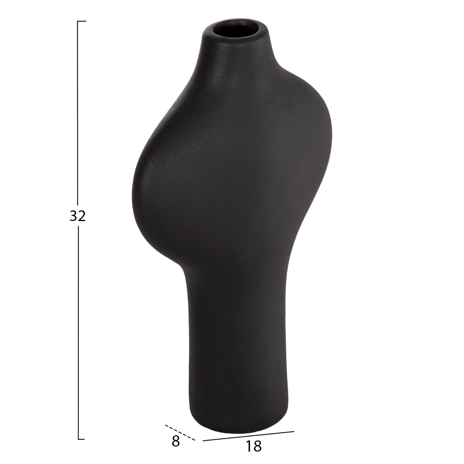 CERAMIC TABLE DECOR SERIES ARKEN HM4621.02 MATTE BLACK 18x8x32Hcm.