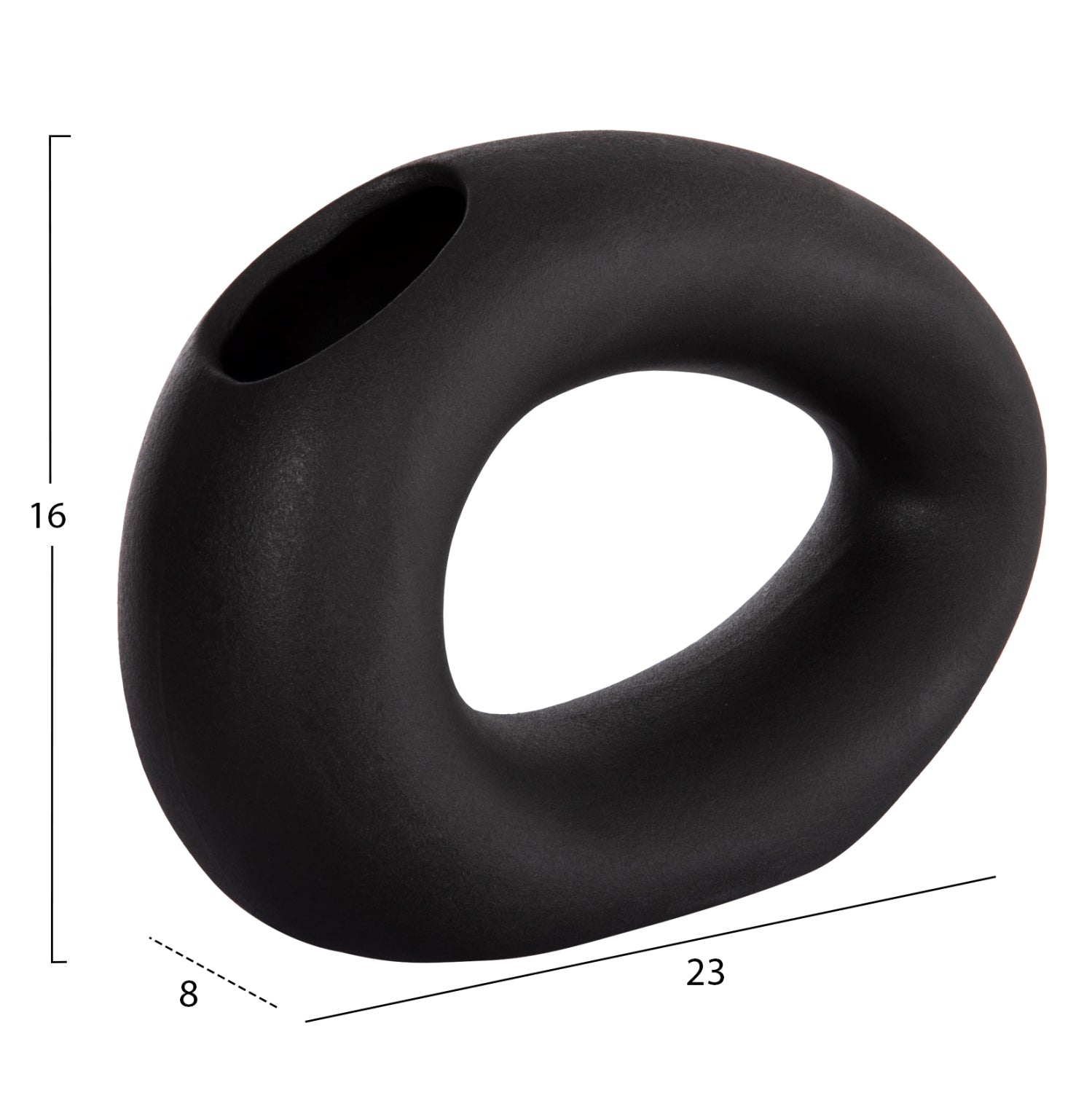CERAMIC TABLE DECOR ELLIPTO HM4645.02 BLACK MATTE 23x8x16Hcm.