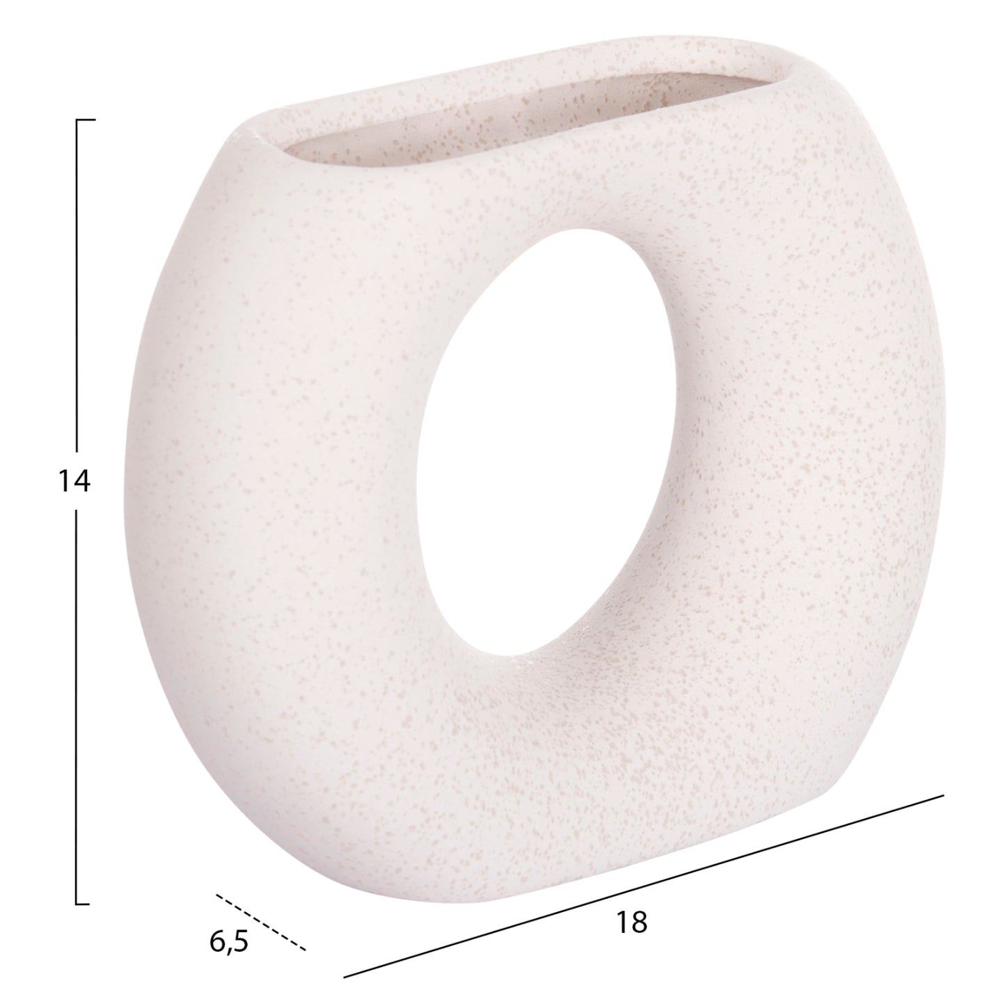 CERAMIC TABLE DECOR ELLIPTO HM4646.01 OFF WHITE WITH CRYSTALLIZATION 18x6.5x14Hcm.