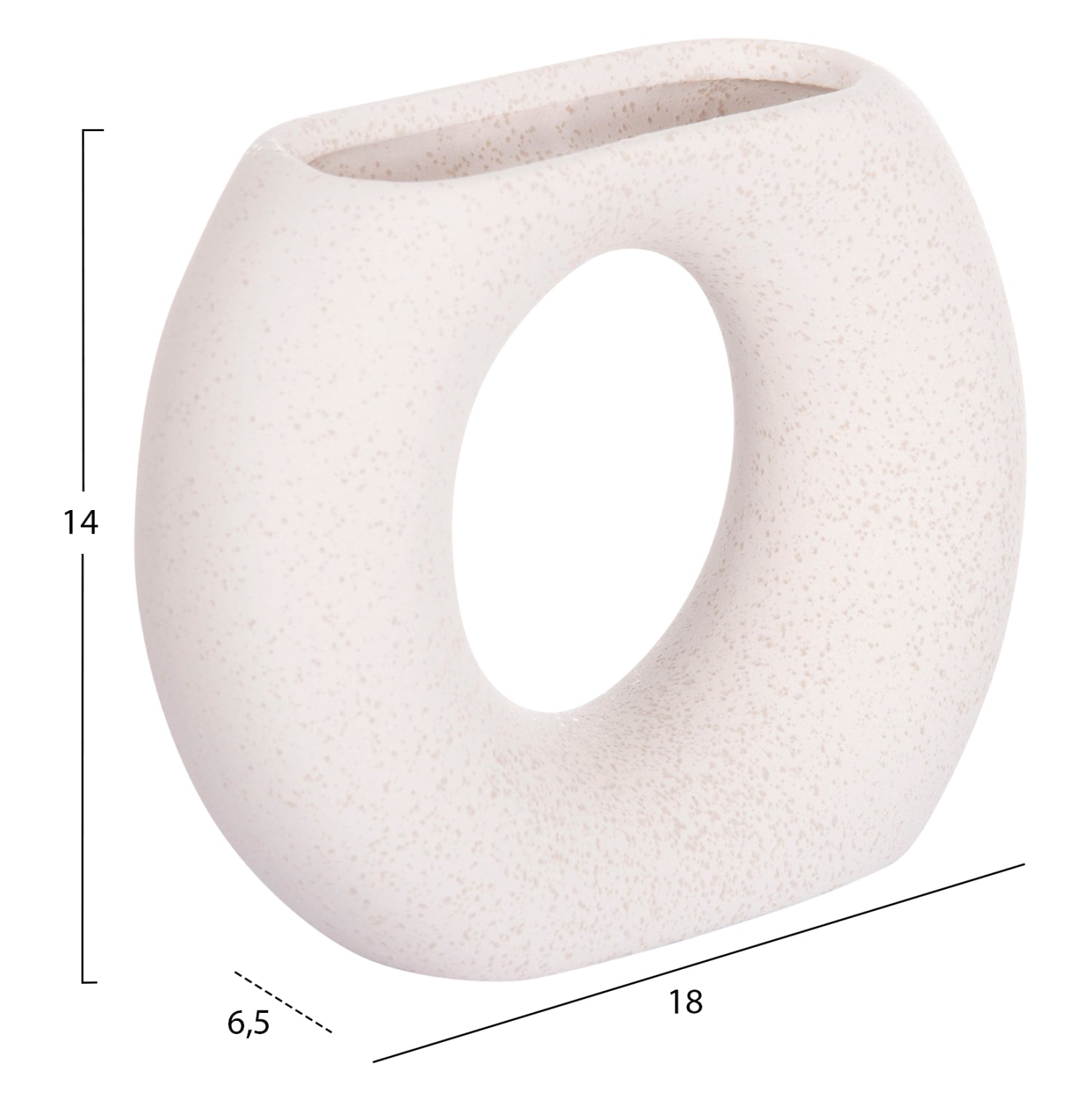 CERAMIC TABLE DECOR ELLIPTO HM4646.01 OFF WHITE WITH CRYSTALLIZATION 18x6.5x14Hcm.