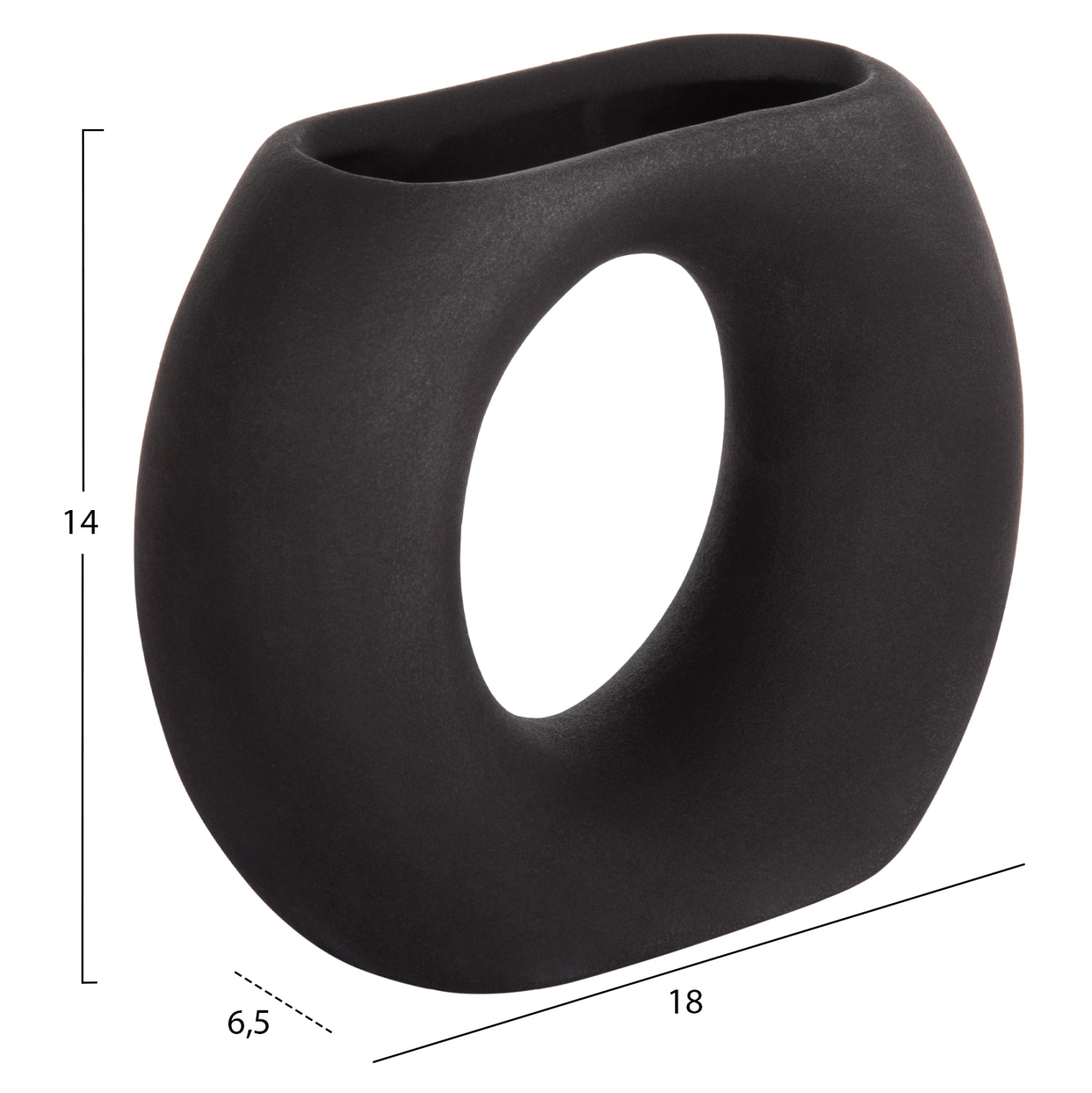 CERAMIC TABLE DECOR ELLIPTO HM4646.02 MATTE BLACK 18x6.5x14Hcm.
