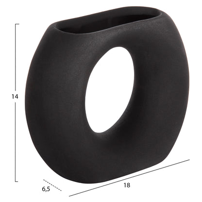 CERAMIC TABLE DECOR ELLIPTO HM4646.02 MATTE BLACK 18x6.5x14Hcm.