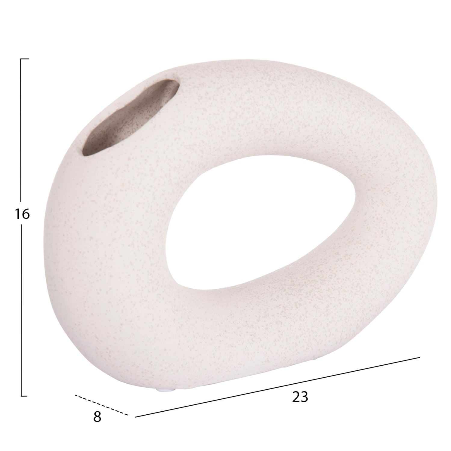 CERAMIC TABLE DECOR ELLIPTO HM4645.01 OFF WHITE WITH CRYSTALLIZATION 23x8x15.5Hcm.
