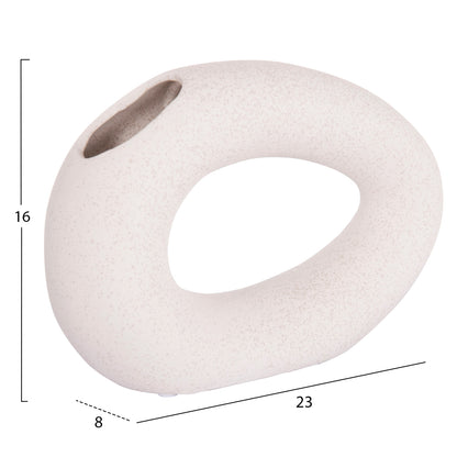 CERAMIC TABLE DECOR ELLIPTO HM4645.01 OFF WHITE WITH CRYSTALLIZATION 23x8x15.5Hcm.