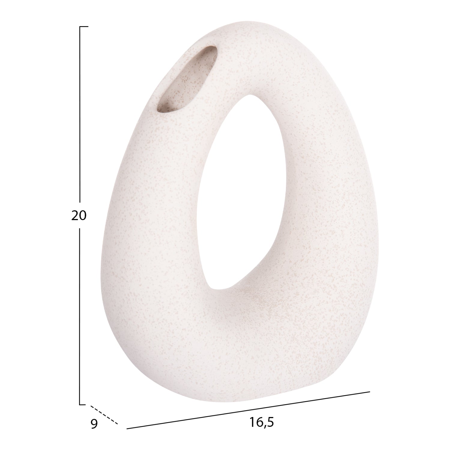CERAMIC TABLE DECOR ELLIPTO HM4644.01 OFF WHITE WITH CRYSTALLIZATION 16,5x9x20,3Hcm.