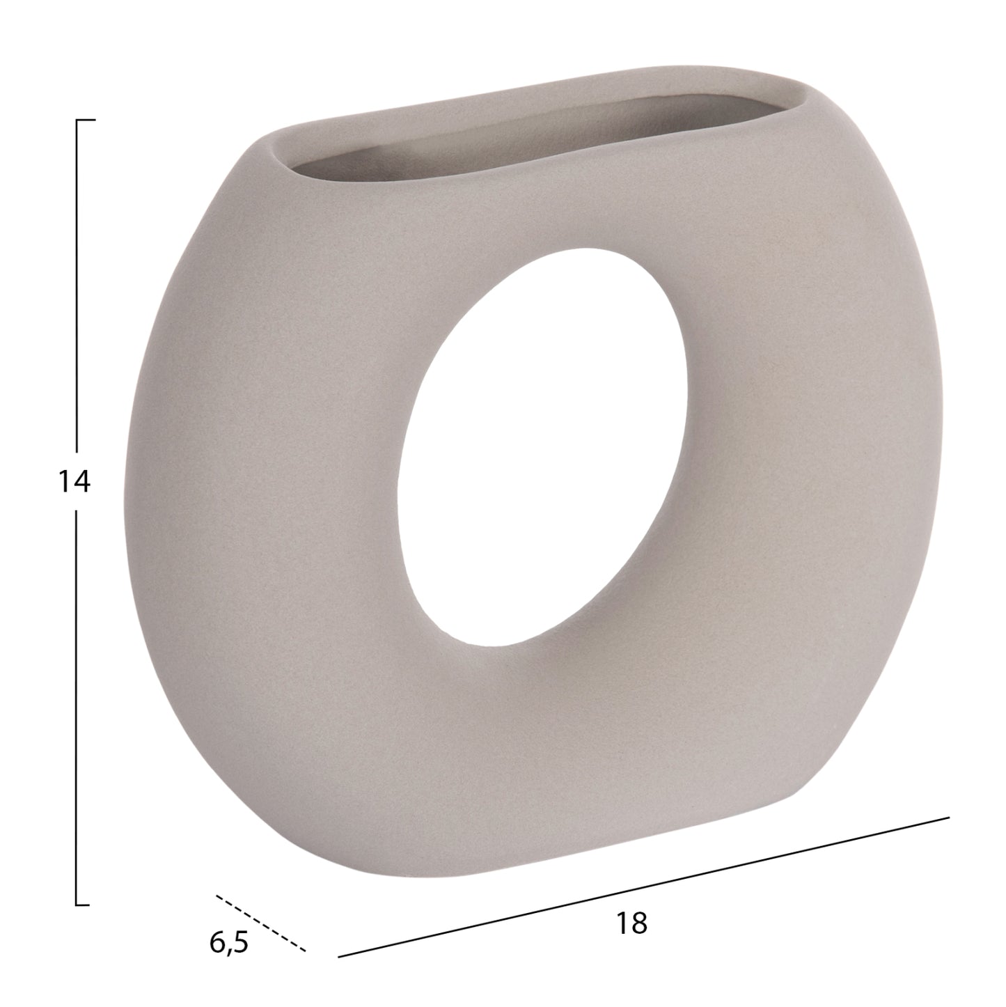 CERAMIC TABLE DECOR ELLIPTO HM4646.03 MATTE GREY 18x6.5x14Hcm.