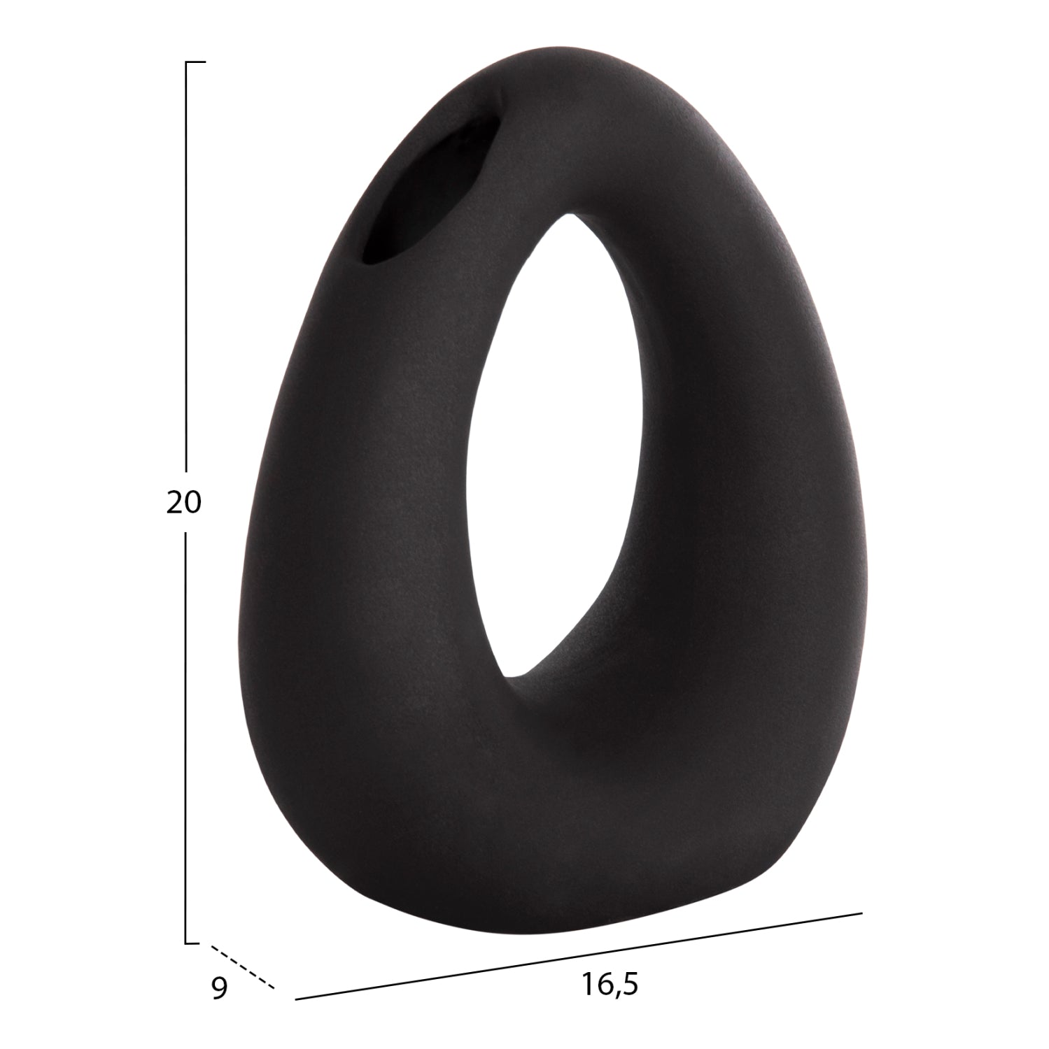 CERAMIC TABLE DECOR ELLIPTO HM4644.02 MATTE BLACK 16.5x9x20.3Hcm.
