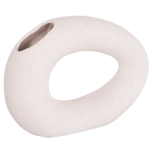 CERAMIC TABLE DECOR ELLIPTO HM4645.01 OFF WHITE WITH CRYSTALLIZATION 23x8x15.5Hcm.